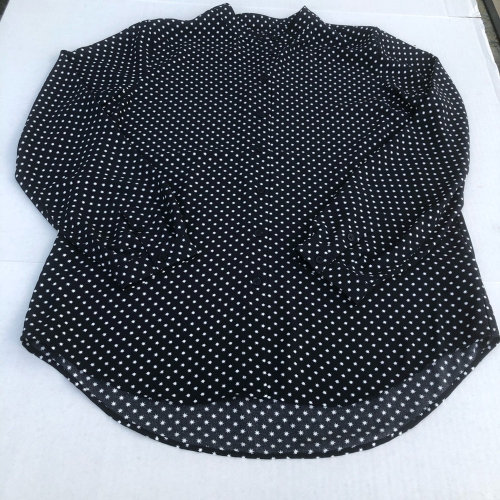 Equipment Navy and White Star Dot Blouse